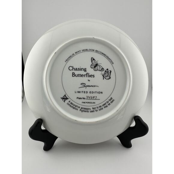 "CHASING BUTTERFLIES" Plate Artist Sprovach The Franklin Mint Kittens 8" - Picture 4 of 6